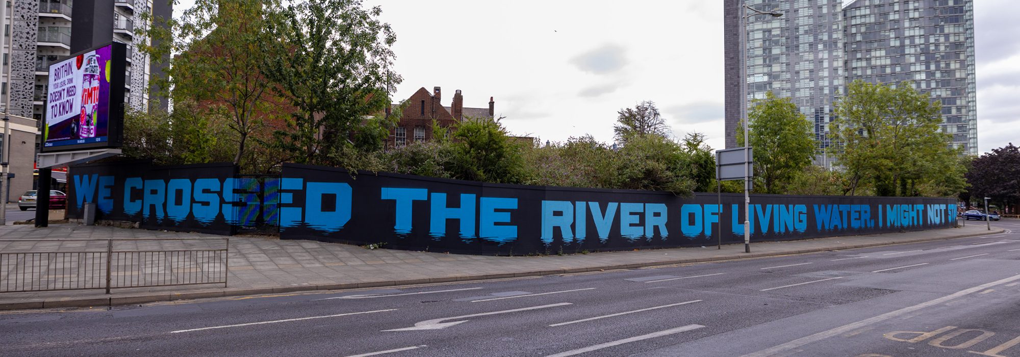 NEBOE's panoramic mural stretching along Ilford Hill