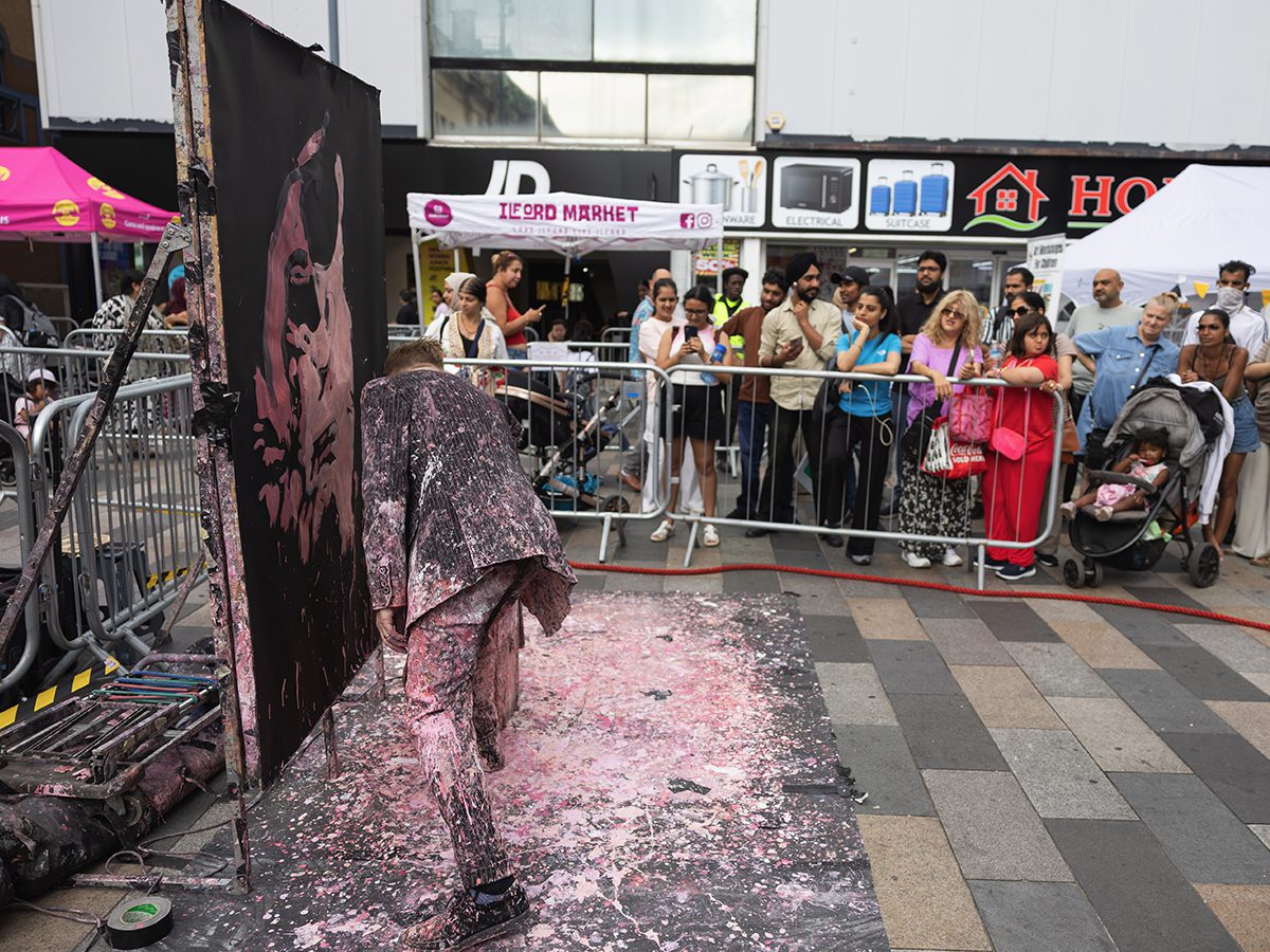 Artist working with the public
